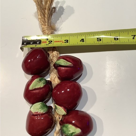 Vintage Ceramic Decorative Red Apple Garland on Natural Braided Rope, 🍎 - Picture 8 of 9